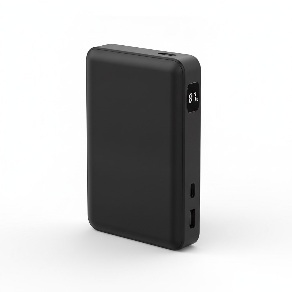 Batterie externe noire 20000 mAh avec ecran LED et ports USB-C